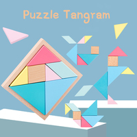 Rompecabezas Tangram de Siete Piezas para Niños, Bloques de Aprendizaje de Madera 3D Montessori, Juguete Educativo para Niños y Niñas, DIY