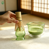 Support pour fouet à matcha en verre ambré avec logo personnalisé, résistant à la chaleur, accessoires pour le thé, compatible lave-vaisselle, support Chasen Naoshi, fabrication en usine