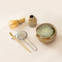 Juego de Matcha Personalizado, Duradero y Ecológico, con Batidor, Colador, Tazón de Cerámica - Utensilios para Matcha para Uso en Cafeterías
