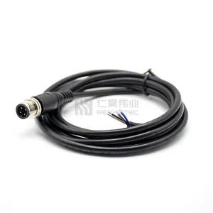 M12 Connector Manufactures 4Pin Connector Sensor Extension Cable PVC PUR Waterproof IP67