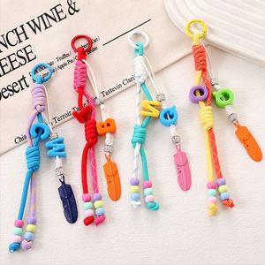 Fashionable Phone Lanyard Colorful Alphabet Letter Acrylic Bead Keychain Handwoven Nylon Rope <b>Bag</b> <b>Charms</b> - Product Image 4
