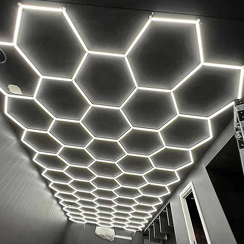 High Quality Hexagonal Led Light Workshop Led Lights Hexagon For Showroom Garage Car Wash Car Detailing Garage Lights