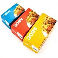 Boîte à poulet frit personnalisée en papier alimentaire recyclable avec finition mate et gaufrage, design à pliages