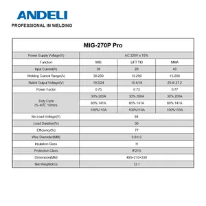 ANDELI 220V Máquina de solda MIG com tela LCD Dupla Pulso MIG elevador TIG MMA pistola de carretel de alumínio para soldagem DC soldador MIG semiautomático