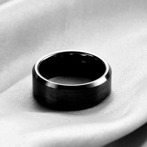 <b>Tungsten</b> Carbide Ring 8mm Gold Beveled Wedding Band For Women Geometric Design - Product Image 3