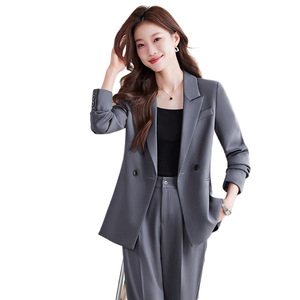 Women's Suit Set Solid Color Double-Breasted Anti-Wrinkle Casual Wear Plus Size - Product Image 5