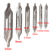 Ensemble de 6 forets centraux HSS 60 degrés outils électriques forets à métaux perçage de trous/coupeur 1.0/1.5/2.0/2.5/3.0/5.0mm