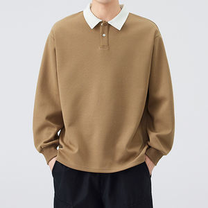 Camiseta Polo de Manga Larga Retro Personalizable, Estilo Holgado de Dos Piezas, Sudadera Moderna para Hombre, Prenda Superior de Moda Masculina - Product Image 5