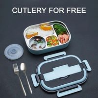 Boîte à Déjeuner Isotherme Portable de 1400 ML en Acier Inoxydable 304 pour Enfants et Bureau, avec Couverts et Bol à Soupe