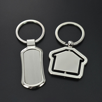 Porte-clés logo gravé souvenir immobilier en forme de maison en métal de mode personnalisée