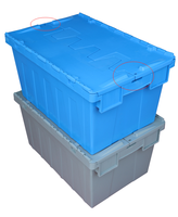 Boîte de rangement en plastique empilable à haute résistance avec couvercle à charnières