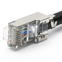 2 uds 8P8C conector RJ45 enchufe Modular conector Ethernet blindado FTP SFTP CAT7 conector RJ45 con Clip