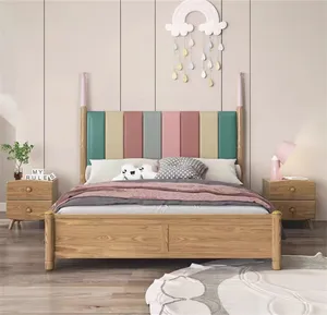 木制家具耐用室内灰木制平台床卧室实木平台床精致儿童l形床