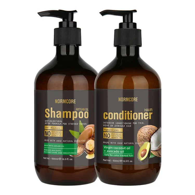 Custom Luxury Moroccan Argan Oil Coconut Milk Keratin Moisturizing Paraben Sulphate Free Hair Care Shampoo and Conditioner Set