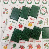 Tuiles de Mahjong de Noël américaines, ensemble de Mahjong de luxe vert, tuiles de Mahjong Nantucket, tuiles de Mahjong de fête pour le divertissement