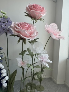 Fleurs artificielles coquelicot Rose papier fleurs mariage décoration Festival fournitures fête centre commercial Photo accessoires vitrine - Product Image 3