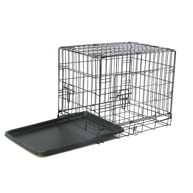 Wholesale Black Metal Pet Dog Crate Durable Outdoor Large Folding Pet Dog Cage