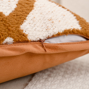 Sang trọng màu cam hình học không đều đường ném đệm với mặt bích trang trí mềm mại ấm cúng gối trường hợp mặt sau nhung - Product Image 2