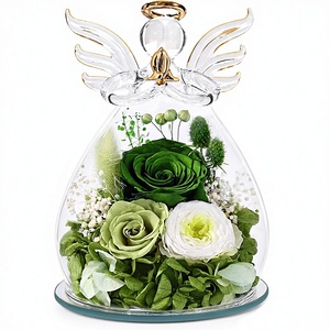 Rosas Verdes al por Mayor, Rosa Preservada para Siempre en Cristal, Figuras de Ángel, Flores Frescas para Boda, Esposa - Product Image 1