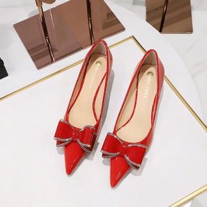 Elegantes Zapatos de Tacón Alto Rojos con Punta en Pico y Lazo, de Color Sólido, para Chicas Sexys y Bonitas - Product Image 3