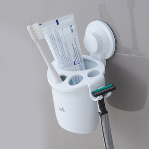 De plástico de tonto de cepillo de dientes pasta de dientes de montaje en pared titular de baño estante de almacenamiento - Product Image 1