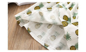 Nouvel ensemble d'été pour filles : short et haut en coton et lin à imprimé ananas, style épaules dénudées - Product Image 4