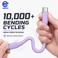 Câble USB2.0 60W Type C vers C en silicone liquide, respectueux de la peau, à charge rapide, pour Macbook et tablette, fabriqué par LUNG KAY (OEM)