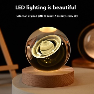 Luz Nocturna LED para Niños Planeta Luna 3D de 6CM 8CM Lámpara de Mesa de Bola de Cristal con Carga USB Decoración de Concha de Medusa Regalo para Dormitorio - Product Image 2
