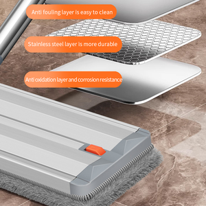 Precios de Fábrica, Mopa Plana de Microfibra con Poste de Acero Giratorio 360°, Absorbente de Agua, Secado Rápido, Sin Necesidad de Lavar a Mano, Escoba para el Hogar - Product Image 2