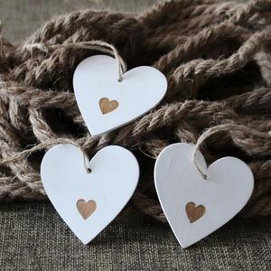 Décoration suspendue en bois sculpté en forme de cœur blanc pour la Saint-Valentin, pendentif en bois pour Noël, décoration pendentif amour - Product Image 2