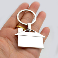 Porte-clés personnalisé en alliage de zinc durable en forme de maison avec logo gravé au laser pour agents immobiliers et banquiers hypothécaires
