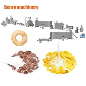 Best quality100-300kgh breakfast cereals production line puff corn flakes making machine extruder equipment