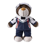 Casque de moto en peluche en forme d'ours, jouet, cadeau d'anniversaire, non toxique, 28 cm de haut