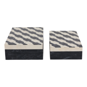 Scatola Decorativa con Motivo a Catena Geometrica, Contenitore Moderno in Resina e Legno con Coperchio per Gioielli e Arredamento Casa - Product Image 3