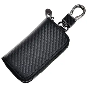 Premium Kohle faser Textur Auto Schlüssel halter Tasche, PU Leder Schlüssel etui mit Schlüssel anhänger