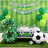Balon Foil Angka Sepak Bola 40 Inch, Balon Foil Besar Bertema Olahraga Sepak Bola untuk Dekorasi Pesta Sepak Bola dan Ulang Tahun Pertama Anak Laki-Laki