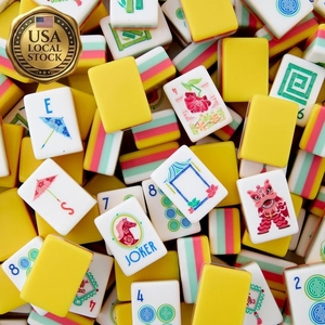 Juego de fichas de mahjong americanas de lujo, nuevas, de acrílico 160, impresas con UV y grabadas, para juegos en casa y de viaje. - Product Image 1