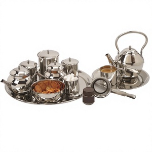 Stainless Steel Tea Set With Lid And Handle Minimalist Design Dishwasher Safe For Party Use - Product Image 3