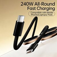 Câble USB-C vers USB-C double 240W de 2m, prix de gros usine, charge rapide 5A, gaine tressée pour iPhone 17, idéal pour le bureau, la maison et les séances de streaming