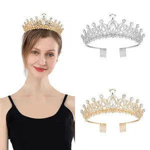 Best-seller Couronne de cristal avec peignes pour fête d'anniversaire Rhinestone Queen Diamond Pageant Wedding Bridal Crown Jewelry