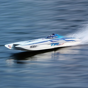 Bateau de course électrique RC TFL Blue-White 1133 Pagani <span class=keywords><strong>Zonda</strong></span> en fibre de verre (ARTR) avec deux moteurs 4082 et ESC 160A, vitesse jusqu'à 100 km/h - Product Image 1