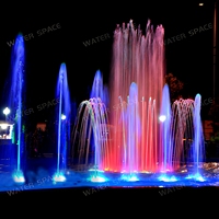 Fontaine musicale décorative moderne pour extérieur, petite piscine, zone sèche, avec lumières RGB, en acier inoxydable