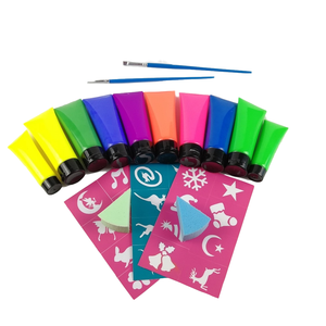 Maquillaje fiesta <span class=keywords><strong>Halloween</strong></span> pigmento orgánico agua activado negro brillo en la oscuridad Aqua basado UV neón negro luz cara cuerpo pintura Kit - Product Image 2