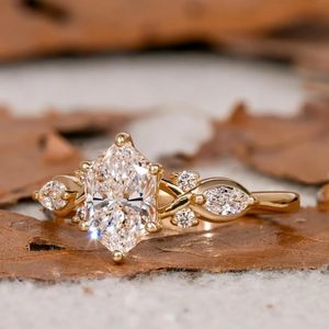 factory custom wholesale price 14K Gold Plated Marquise Cut Engagement Ring for Women, Wedding Promise Cubic Zirconia CZ Band - Product Image 4