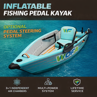 Bateau pneumatique à double rames, kayak de pêche avec direction par pédale, matériau PVC, longueur 3,1-4 m, capacité 240 kg