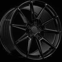 Nouvelle jante de voiture en alliage d'aluminium forgé monobloc à 10 branches, finition noire brillante, concave profond, logo personnalisé, 18-22 pouces