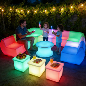 Ensemble de canapés en plastique PE avec logo personnalisé éclairé par LED, mobilier pour événements de mariage avec éclairage RGB à 16 couleurs changeantes, Di Divano <span class=keywords><strong>a</strong></span> LED - Product Image 3