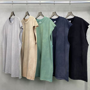 Débardeurs sans manches délavés à l'acide pour hommes, chemises athlétiques musculaires avec logo personnalisé 100% coton, pour la mode et le fitness, vente en gros - Product Image 6