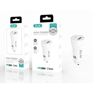 S N Car Charger PD 20W QC 3.0 High Power Dual Port <b>USB</b> Type <b>C</b> Fast Charging <b>Adapter</b> for Mobile Phones - Product Image 1