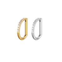 Vente en gros de clickers de septum personnalisés en titane massif G23, demi-anneaux en zircon en forme de D, anneaux segmentés articulés, bijoux de piercing corporel tendance